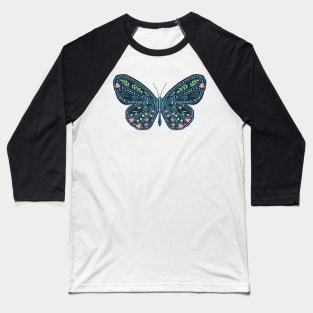 Folk Art Butterfly by MarcyBrennanArt Baseball T-Shirt